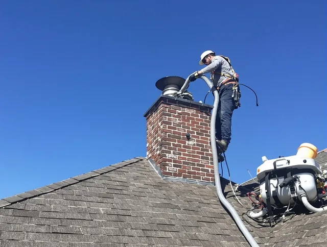 Dedicated Southborough Chimney Sweep team member cleaning a chimney in Southborough, MA