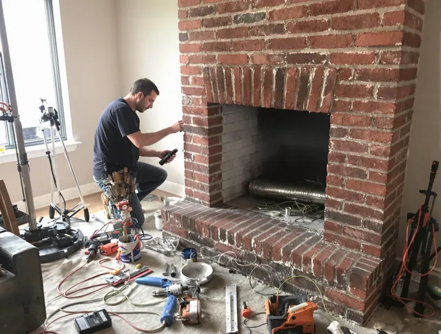 Southborough Chimney Sweep specialist finalizing chimney liner service in Southborough, MA