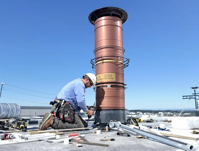 Installed chimney liner by Southborough Chimney Sweep in Southborough, MA
