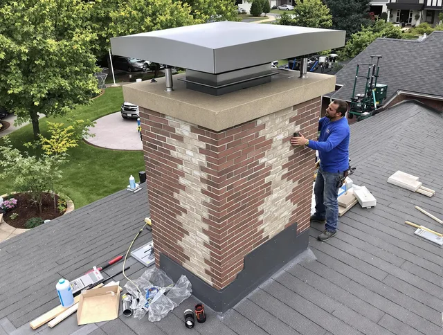 Southborough Chimney Sweep team working on a custom chimney remodel in Southborough, MA