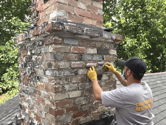 In-progress chimney restoration by Southborough Chimney Sweep in Southborough, MA