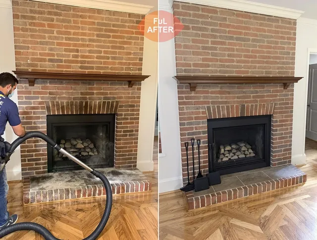 Southborough Chimney Sweep carefully sanitizing a fireplace in Southborough, MA