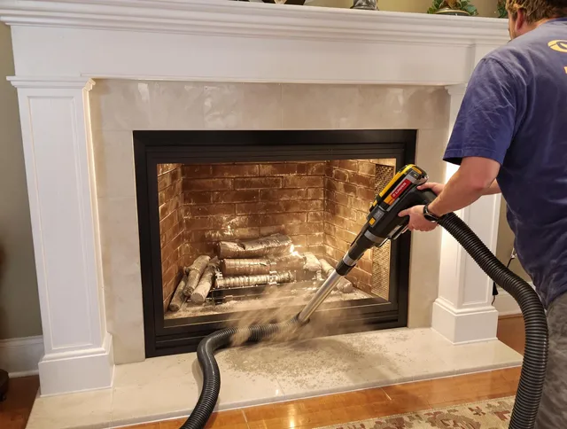 Fireplace cleaning performed by Southborough Chimney Sweep in Southborough, MA