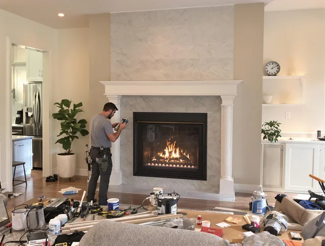 Newly installed fireplace by Southborough Chimney Sweep in Southborough, MA